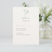Modern Elegant Outlined Botanical Emerald RSVP Kaartje (Staand voorkant)