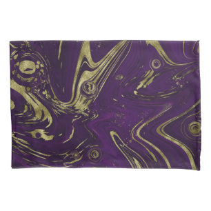 Modern Elegant Paars & Gold Marble Swirl Kussensloop