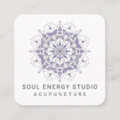 Modern Elegant Paars Mandala Vierkante Visitekaartje (Voorkant)