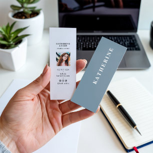 Modern elegant pastel blauw minimalistisch fotosch mini visitekaartje