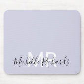 Modern elegant pastel paars monogram script muismat (Voorkant)