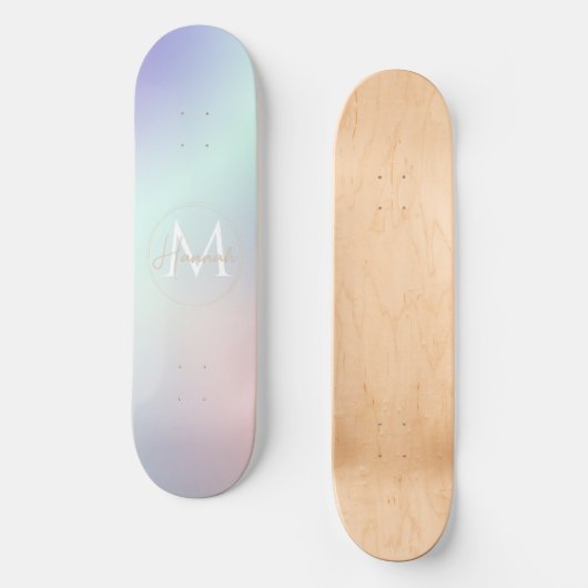 Modern Elegant Pastel Roze Mint Paarse Gradient Skateboard (Voorkant)