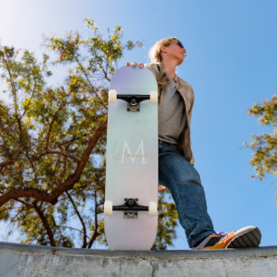Modern Elegant Pastel Roze Mint Paarse Gradient Skateboard