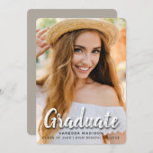 Modern elegant penseelscript | Trendy Photo Afstud Aankondiging (Voorkant / Achterkant)