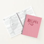 Modern Elegant Personalized Burgundy Pink Recipes Notitieboek (Binnen)