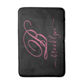 Modern Elegant Personalized Pink Name Monogramed Badmat (Voorkant Verticaal)