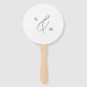 Modern Elegant Persoonlijk Monogram Foto Weddensch Handwaaier (Voorkant)