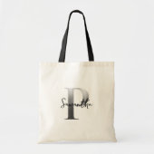 Modern Elegant Persoonlijk Zilver P Monogram Tote Bag (Voorkant)