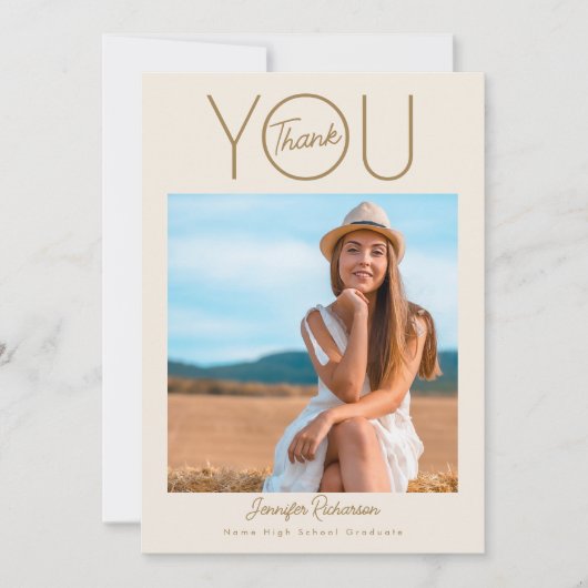 Modern Elegant Photo Afstuderen Bedankkaart (Voorkant)