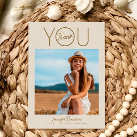 Modern Elegant Photo Afstuderen Bedankkaart