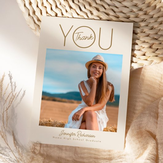 Modern Elegant Photo Afstuderen Bedankkaart