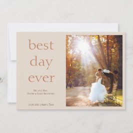 Modern Elegant Photo Best Day Ever Wedding Bedankkaart