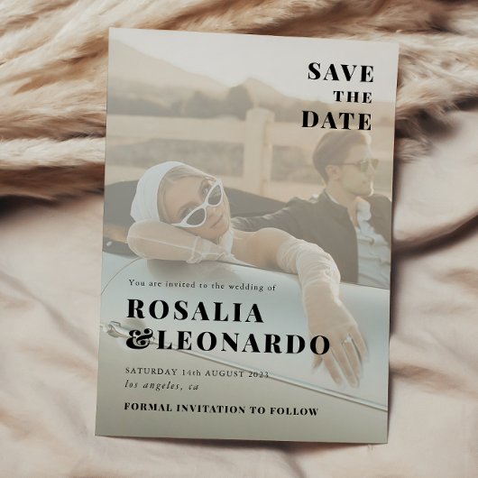 Modern Elegant Photo bruiloft bespaar de datum Kaart