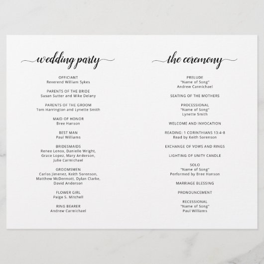 Modern Elegant Photo Budget Folded Wedding Program (Achterkant)