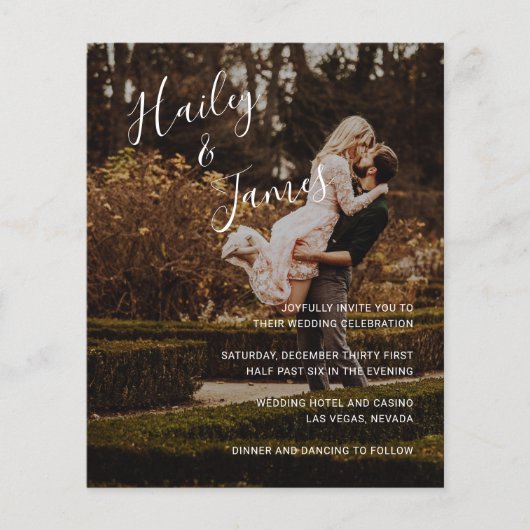 Modern Elegant Photo Budget Wedding Uitnodiging Flyer (Voorkant)
