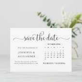 Modern Elegant Photo Calendar White Wedding Save The Date (Staand voorkant)