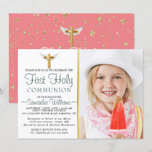 Modern Elegant Photo First Communication Kaart