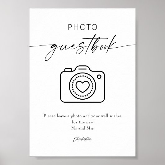 Modern Elegant Photo Polaroid Gastenboek Sign Poster (Voorkant)