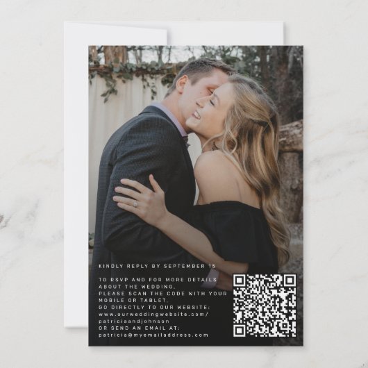 Modern elegant photo QR CODE wedding Kaart (Achterkant)