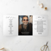 Modern Elegant Photo Trifold Funeral Program Drieluik Programma (Binnen)