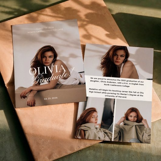 Modern Elegant Photo Typography Script Grad Party  Aankondiging