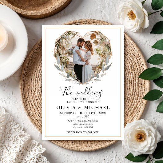 Modern Elegant Photo Wedding Invitation Kaart