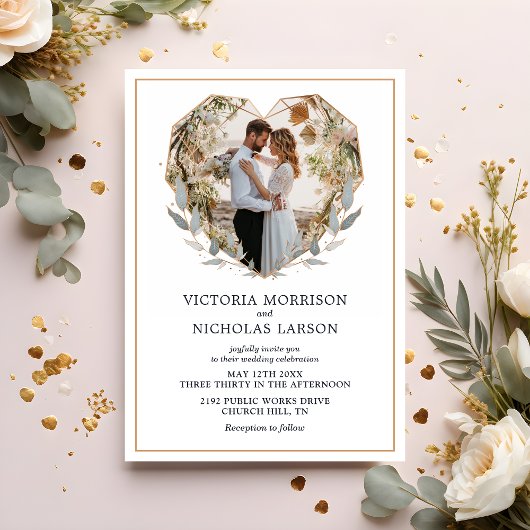 Modern Elegant Photo Wedding Invitation Kaart
