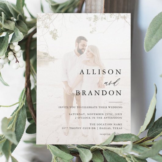 Modern Elegant Photo Wedding Invitation Kaart