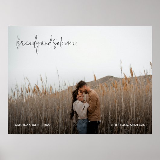 Modern Elegant Photo Wedding Sign Poster (Voorkant)