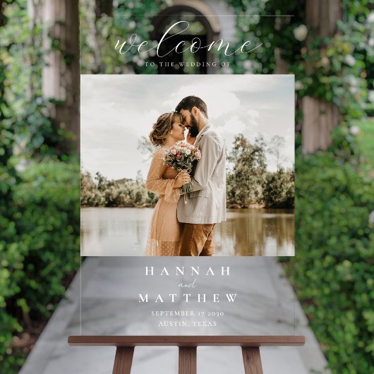 Modern Elegant Photo Wedding Welcome Acryl Bord