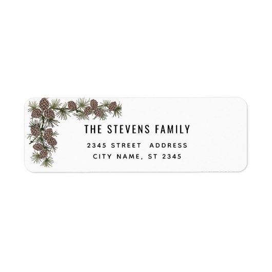 Modern elegant pine branch Label (Voorkant)