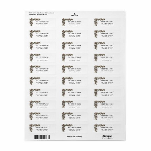 Modern elegant pine branch Label (Full Sheet)