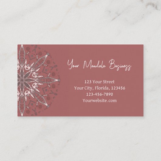 Modern Elegant Pink White Bohemian Mandala Yoga Visitekaartje (Achterkant)