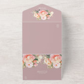 Modern Elegant Pioenrozen Stoffig Roos QR Code Bru All In One Uitnodiging (Buitenkant)