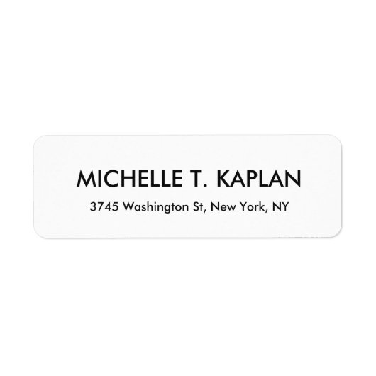 Modern Elegant Plain Black & White Minimalist Etiket (Voorkant)