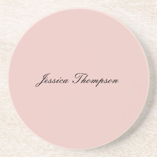 Modern Elegant Plain Name Professioneel Roos Gold Zandsteen Onderzetter (Voorkant)