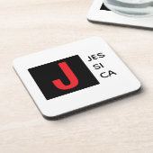 Modern Elegant Plain Professional Name Monogram Bier Onderzetter (Linkerzijde)