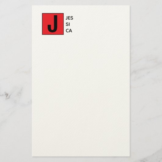 Modern Elegant Plain Professional Name Monogram Briefpapier (Voorkant)