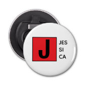 Modern Elegant Plain Professional Name Monogram Button Flesopener (Voorkant)