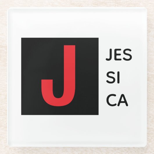 Modern Elegant Plain Professional Name Monogram Glazen Onderzetter (Voorkant)