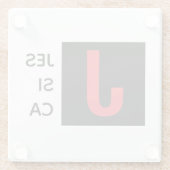 Modern Elegant Plain Professional Name Monogram Glazen Onderzetter (Achterkant)