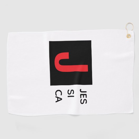 Modern Elegant Plain Professional Name Monogram Golfhanddoek (Horizontaal)