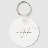 Modern Elegant Plain Professional Name Monogram Sleutelhanger (Voorkant)