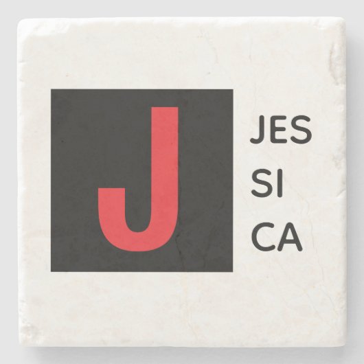 Modern Elegant Plain Professional Name Monogram Stenen Onderzetter (Voorkant)