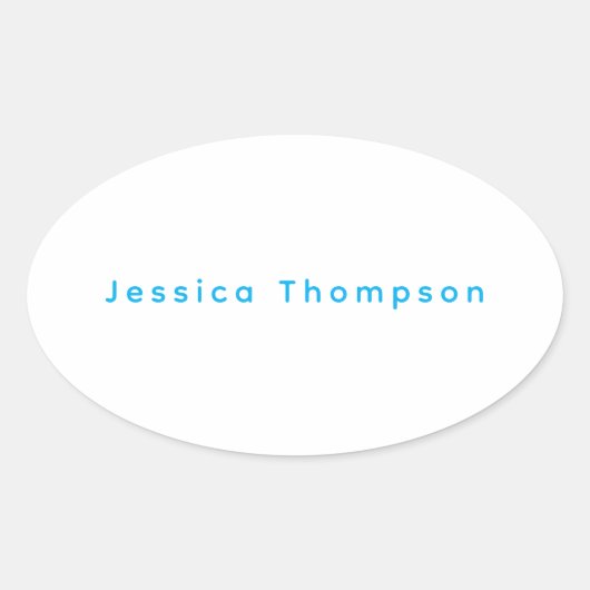 Modern Elegant Plain Simple Professional Name Ovale Sticker (Voorkant)