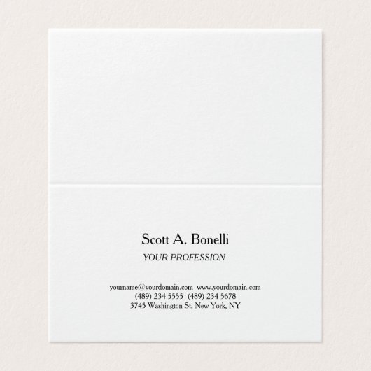 Modern Elegant Plain Simple White Special Visitekaartjes (Buitenkant ongevouwen)