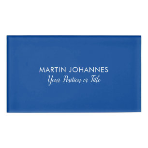 Modern Elegant Plain Stijlvol Blauw Minimalist Naambadge