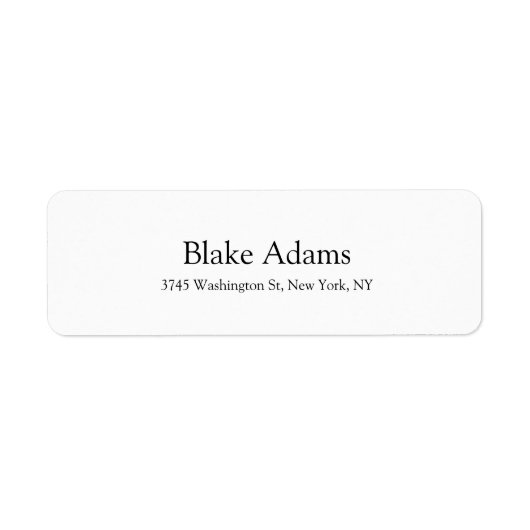 Modern Elegant Plain Zwart & Wit Klassiek Etiket (Voorkant)