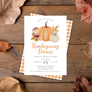 Modern Elegant Pompoen Thanksgiving Diner Kaart