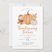 Modern Elegant Pompoen Thanksgiving Diner Kaart (Voorkant)